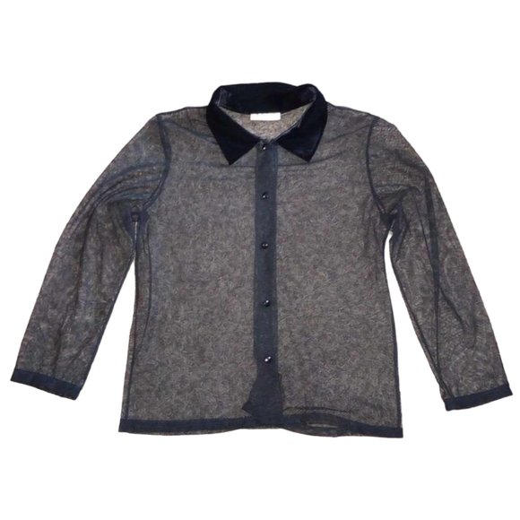 Maria Gabrielle New York sheer button down plush color blouse - Picture 1 of 2